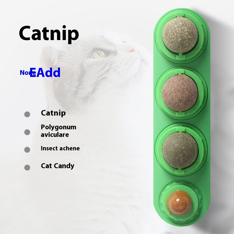 4 In 1 Rotating Catnip Silver Vine Ball Teeth Cleaning Acne Prevention Digestive Health Wall Stick On Toy Edible Safe Material