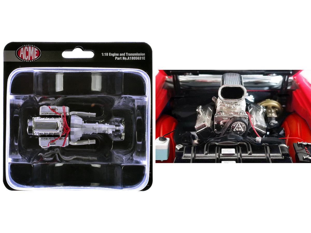 Blown 455 Engine and Transmission Replica from "1970 Oldsmobile 442 W30 W-Machine" 1/18 Model by ACME