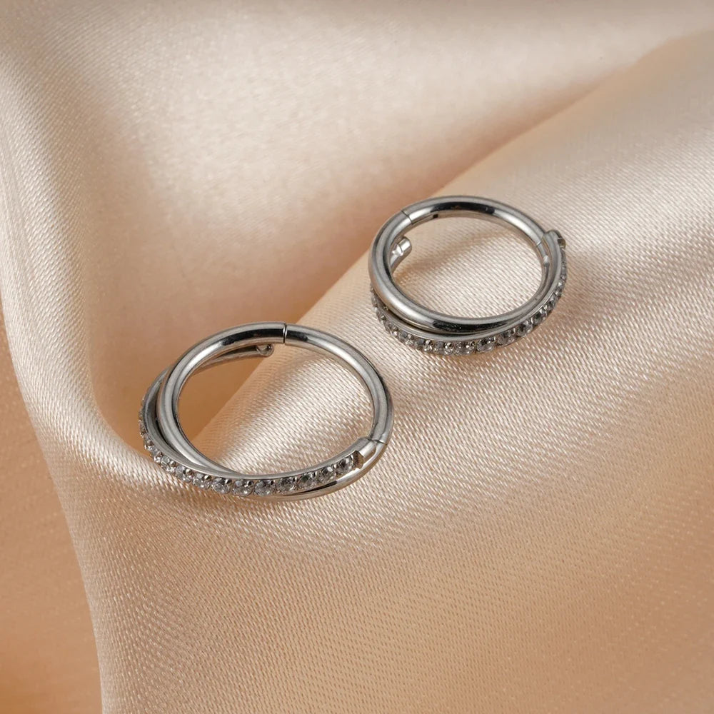Right Grand Implant Grade Titanium Hinged Seamless Earrings Clicker Hoop Ring for Cartilage Helix Rook Septum Daith Tragus Conch