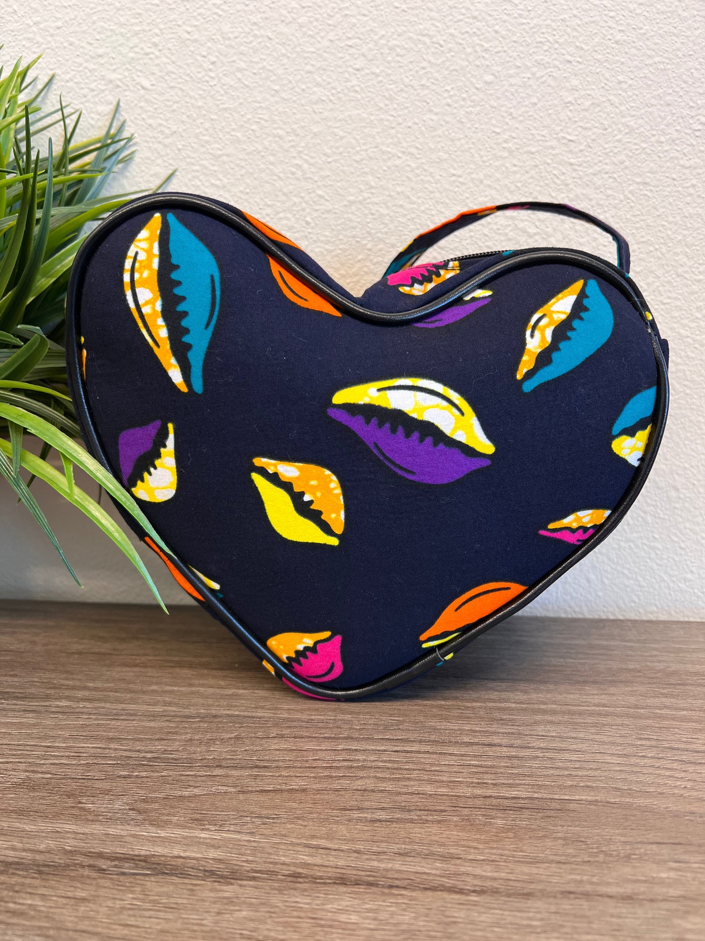 Asya Kente Heart Shaped Crossbody Bag