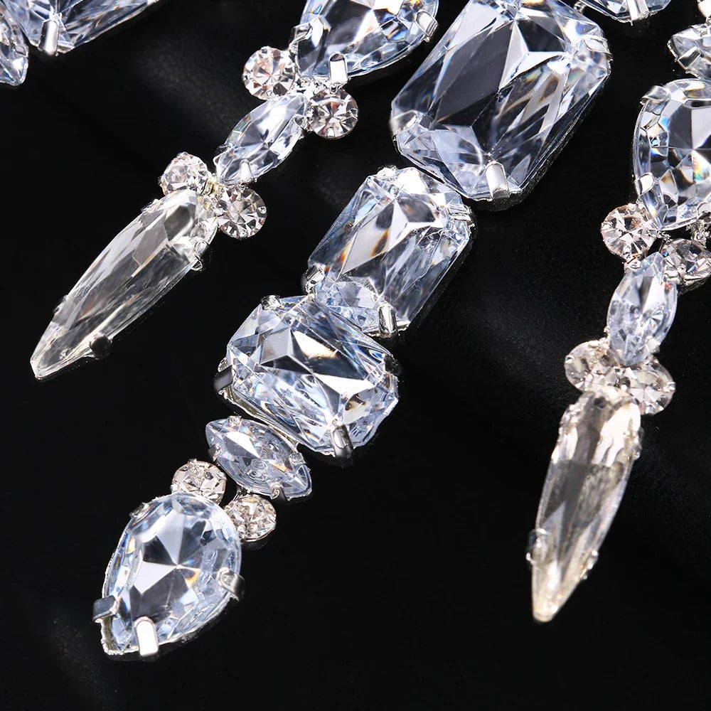 Stonefans Fashion Oversize Crystal Necklace for Women Exaggerated Drag Queen Multi-layer Rhinestone Necklace Irregular