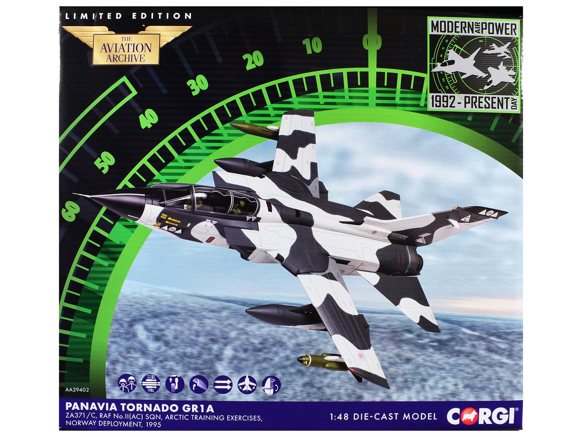 Panavia Tornado GR1A Aircraft "ZA371/C No.II(AC) Sqn. Arctic Training Exercises Norway" (1995) British Royal Air Force "The Aviation Archive" 1/48 Diecast Model Car by Corgi