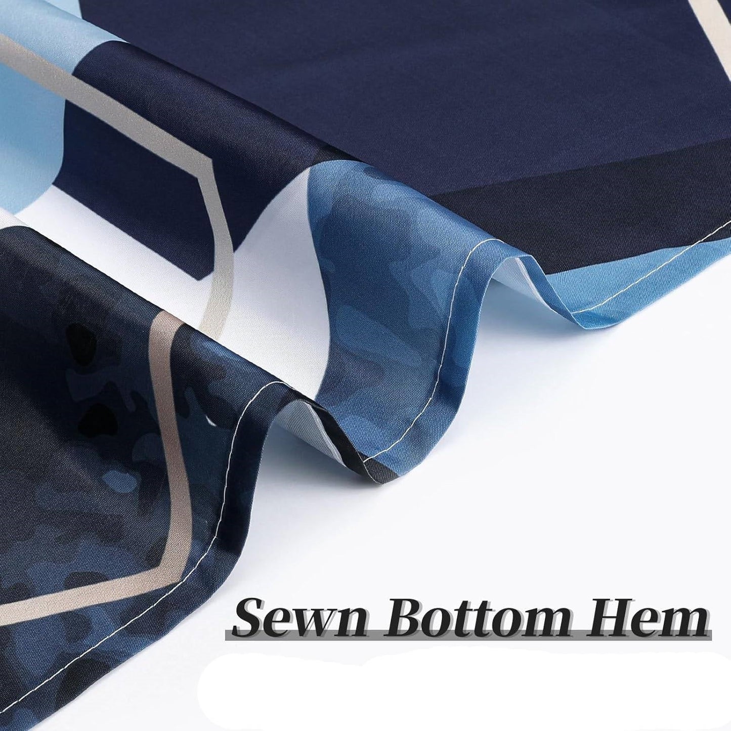 72"W x 78"H Blue White Hexagon Geometric Pattern Polyester Shower Curtain