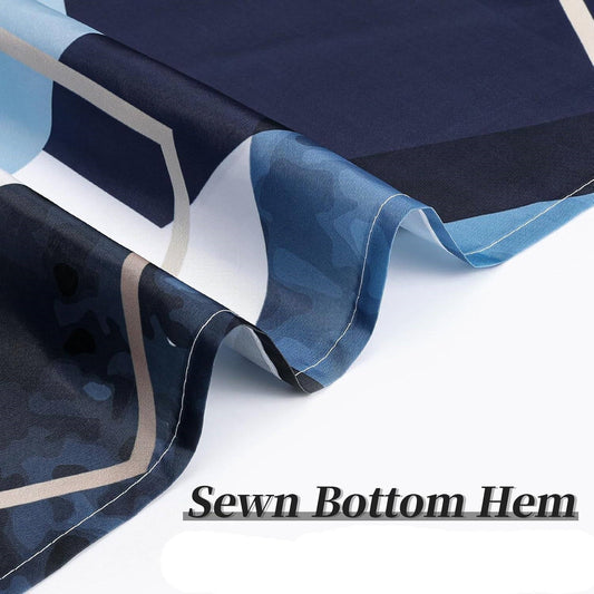 72"W x 78"H Blue White Hexagon Geometric Pattern Polyester Shower Curtain
