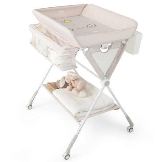 Portable Baby Changing Table with 3-Level Adjustable Height-Black
