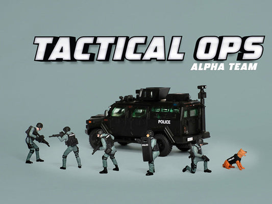 "Tactical Ops Alpha Team" 6 piece Diecast Figure Set (6 Figures) Limited Edition for 1/64 Scale Models by American Diorama