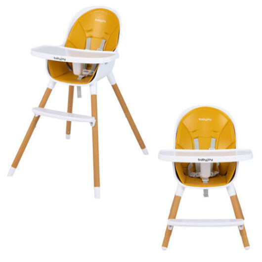4-in-1 Convertible Baby High Chair Infant Feeding Chair with Adjustable Tray-Gray
