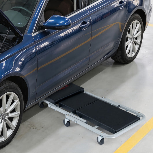 36" 2-in-1 Mechanic Creeper and Z-Seat with 6 Swivel Casters-Black