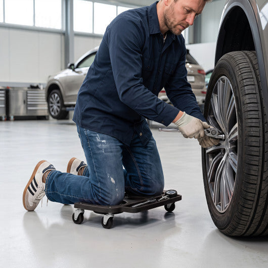 Rolling Knee Creeper with 360 Swivel Casters Lightweight Kneeling Pads-Black