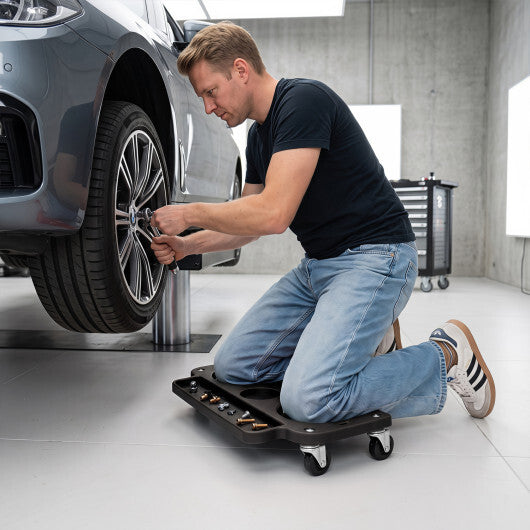 Rolling Knee Creeper with 360 Swivel Casters Lightweight Kneeling Pads-Black