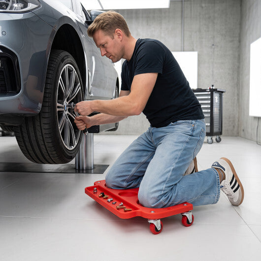 Rolling Knee Creeper with 360 Swivel Casters Lightweight Kneeling Pads-Black