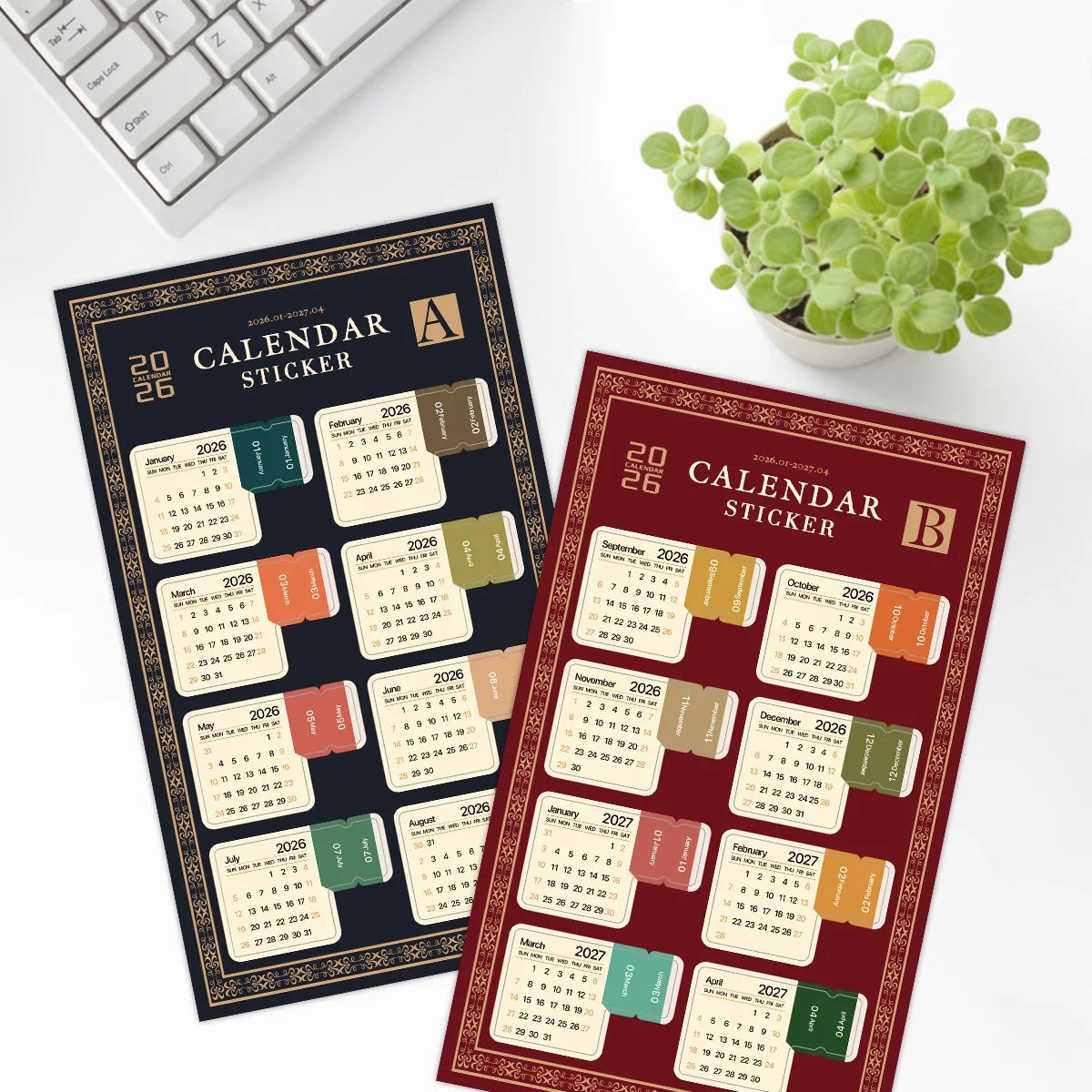 2-Sheet 2026 Calendar Stickers,Tear-Off Date Sheets,Labels For Month Planners,Journals,Diary,Scrapbook,Office&Home Organization
