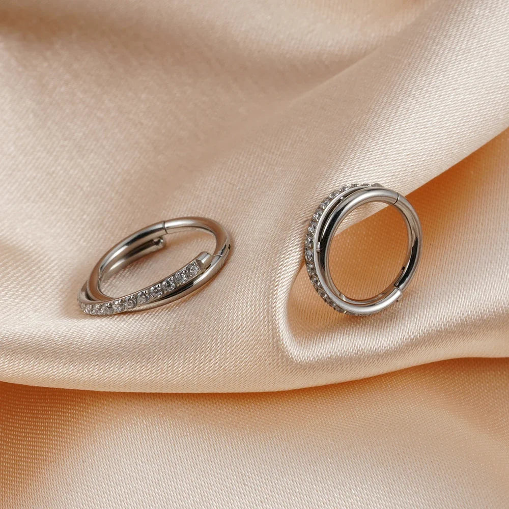 Right Grand Implant Grade Titanium Hinged Seamless Earrings Clicker Hoop Ring for Cartilage Helix Rook Septum Daith Tragus Conch