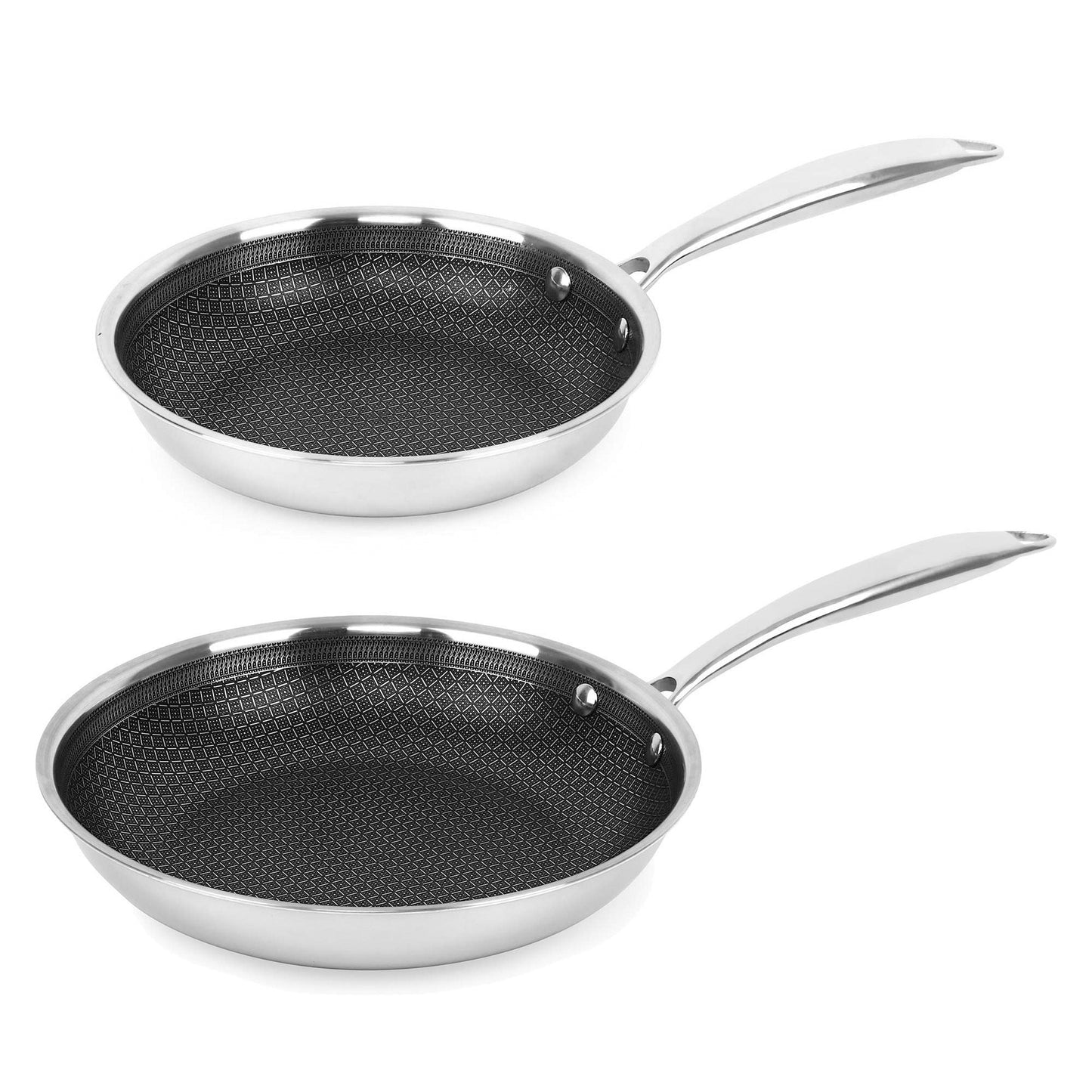 Brentwood 8 inch and 9.5 inch Hybrid Non-Stick Stainless Steel Frying Pan Set