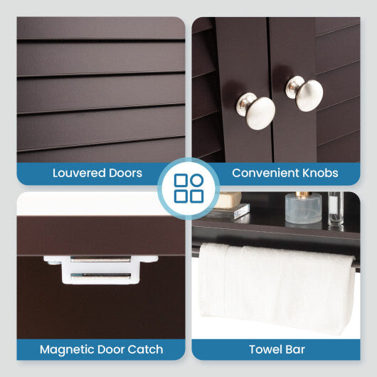 2-Doors Bathroom Wall-Mounted Medicine Cabinet with Towel Bar-White