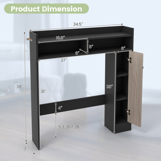 Bathroom Over the Toilet Floor Storage Organizer with Adjustable Shelves-White