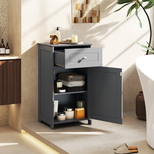 Single Door Bathroom Cabinet with Adjustable Shelf and Drawer-White