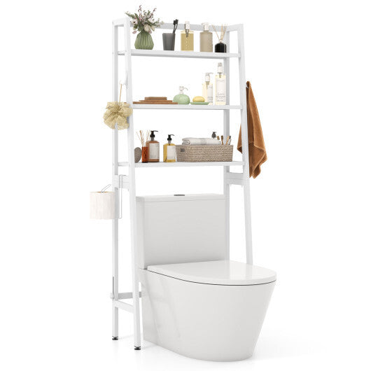 3-Tier Over The Toilet Storage Shelf with Adjustable Bottom Bar-Black