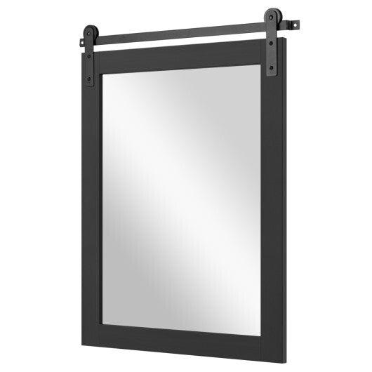 29" x 23" Rectangle Farmhouse Wall Mirror with Metal Bracket for Bathroom-Brown