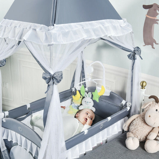 Portable Baby Playpen Crib Cradle with Carring Bag-Pink