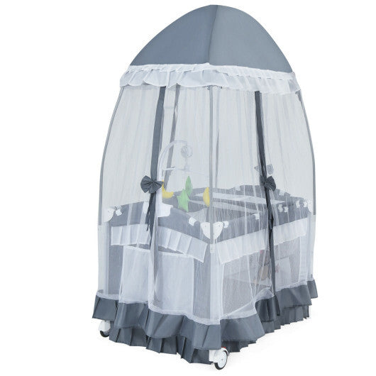 Portable Baby Playpen Crib Cradle with Carring Bag-Pink