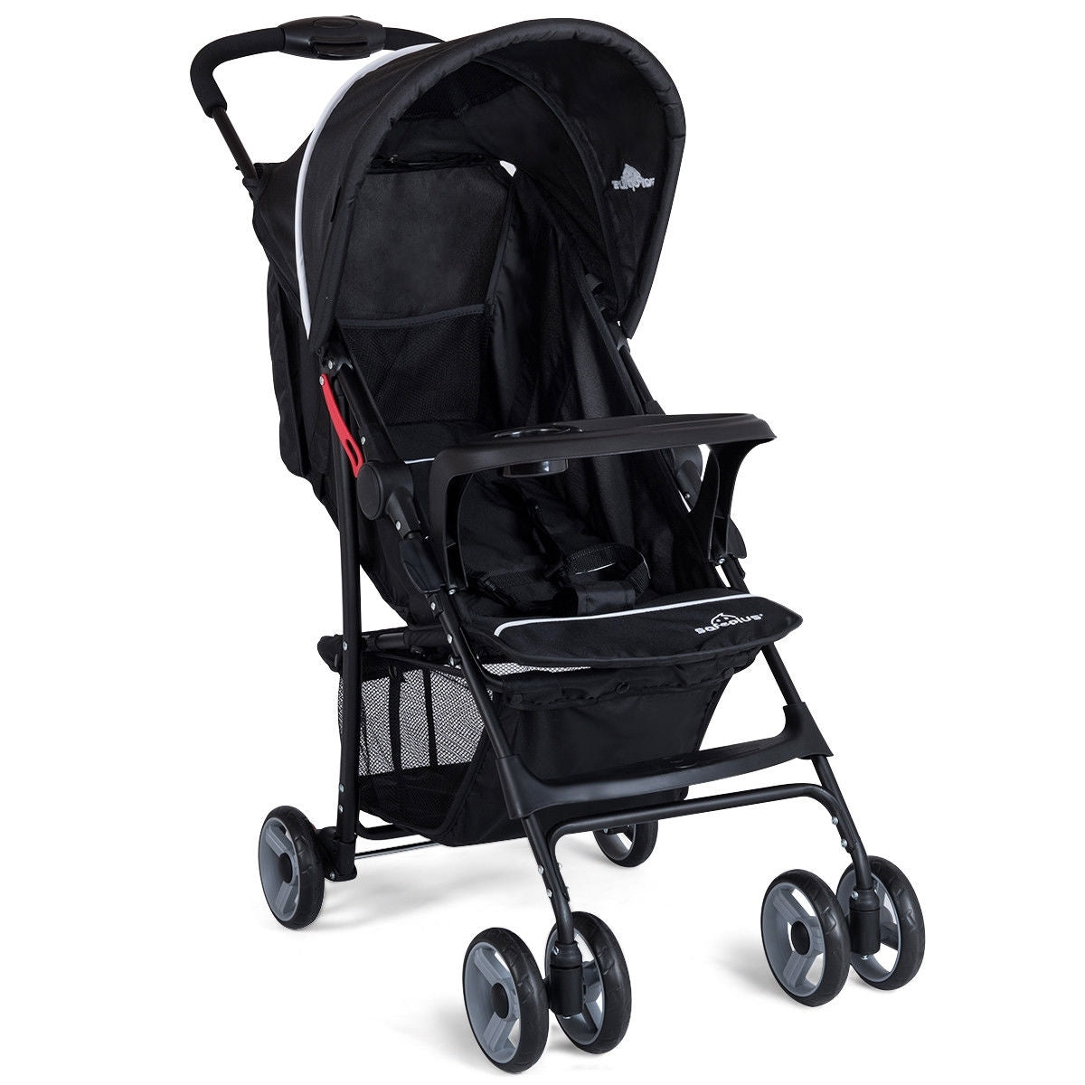 Toddler Travel Stroller for Airplane with Canopy and Adjustable Backrest-Black - Color: Black