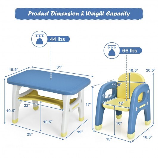 Kids Activity Table and Chair Set with Montessori Toys for Preschool and Kindergarten-Blue - Color: Blue