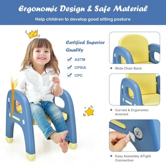 Kids Activity Table and Chair Set with Montessori Toys for Preschool and Kindergarten-Blue - Color: Blue