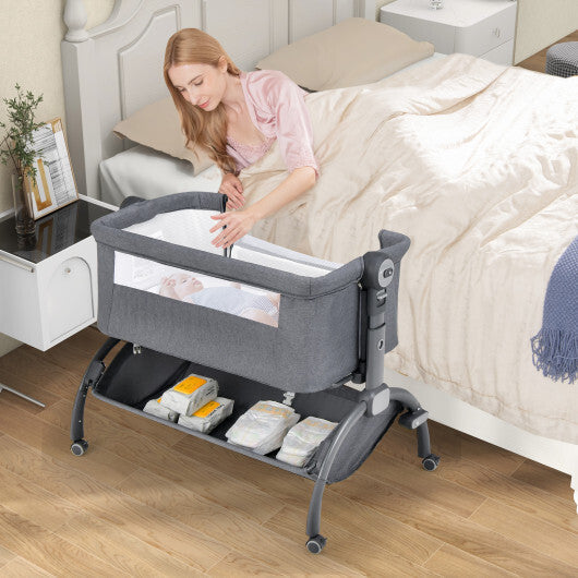 3-in-1 Baby Bassinet with Double-Lock Design and Adjustable Heights-Beige
