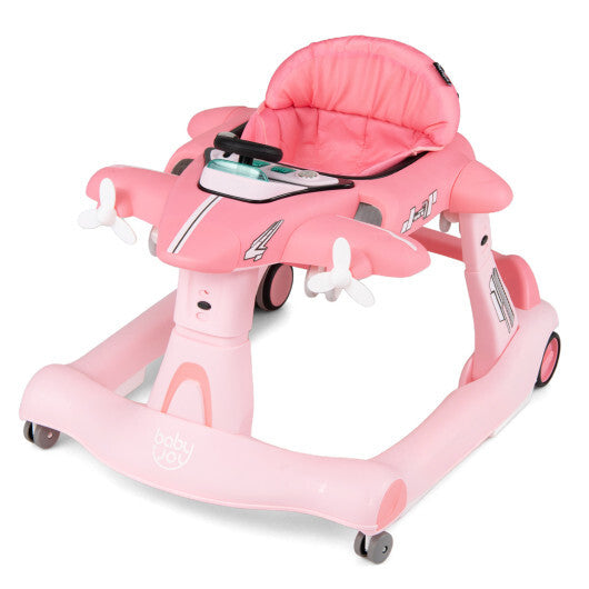 6-in-1 Baby Walker with Wheels and Detachable Play Platform for Kids Aged 6-18 Months Old-Red