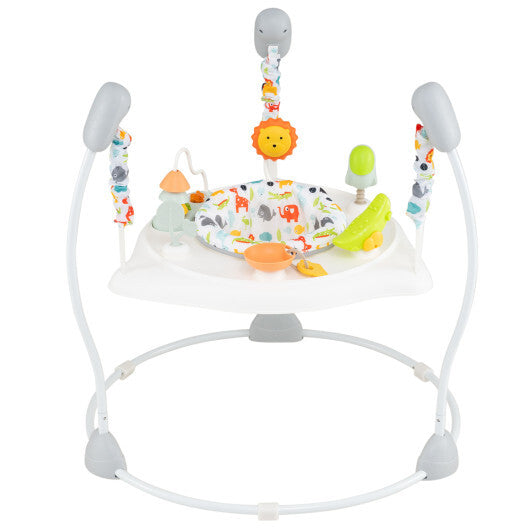 Baby Jump and Play Activity Center with Rotatable Seat and Interactive Toys-Blue
