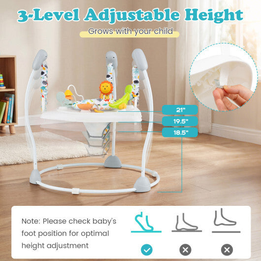 Baby Jump and Play Activity Center with Rotatable Seat and Interactive Toys-Blue