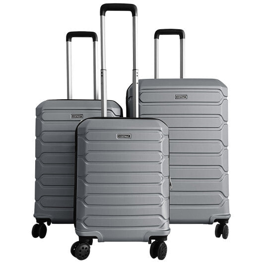 3-Piece Hardside Luggage Set Lightweight Hardside Suitcases with 8-Spinner Wheels-Blue