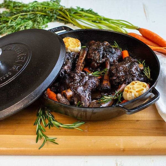 Black 4 Quart Lightweight Cast Iron Braiser Made in USA
