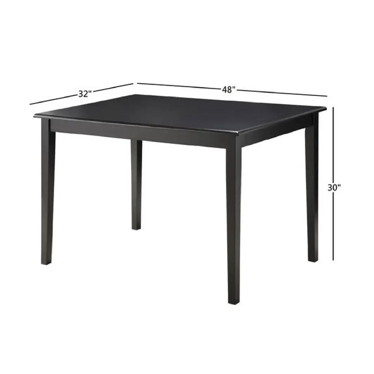 Farmhouse 32 x 48 inch Dining Table in Black Wood Finish