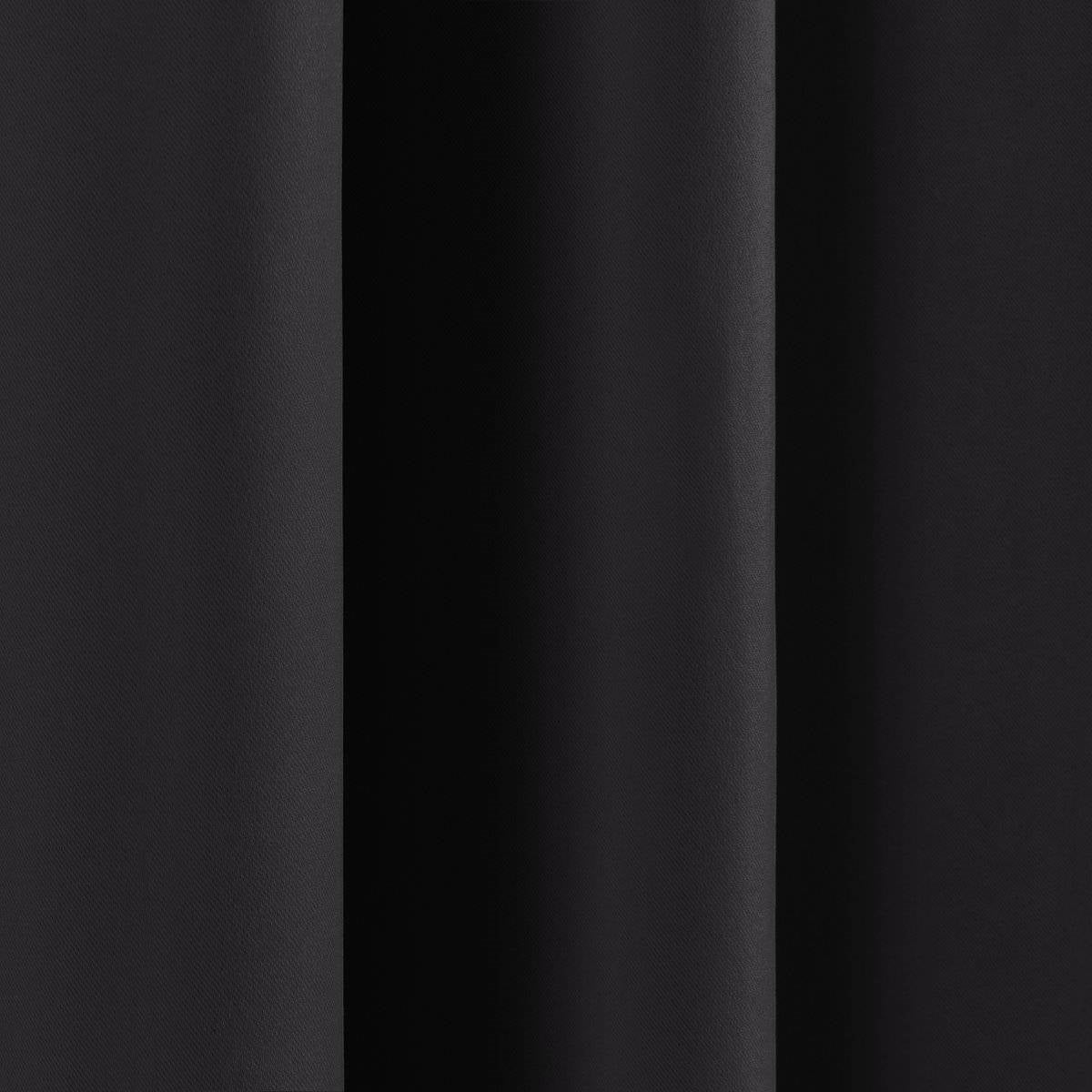 52 x 63 inch Solid Black Thermal Blackout Curtain Panels - Set of 2