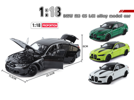 BMW M3 CS LCI Green Metallic with Matt Black Top and Hood Stripes 1/18 Diecast Model Car by Heimanba