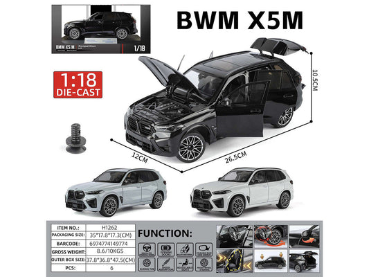 BMW X5 M Competition LCI Black Metallic with Moonroof 1/18 Diecast Model Car by Heimanba