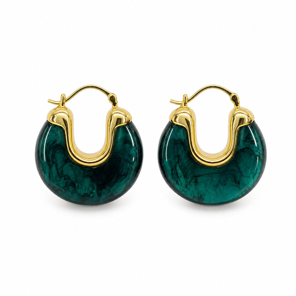 Marbled Resin Chunky Hoop Earrings