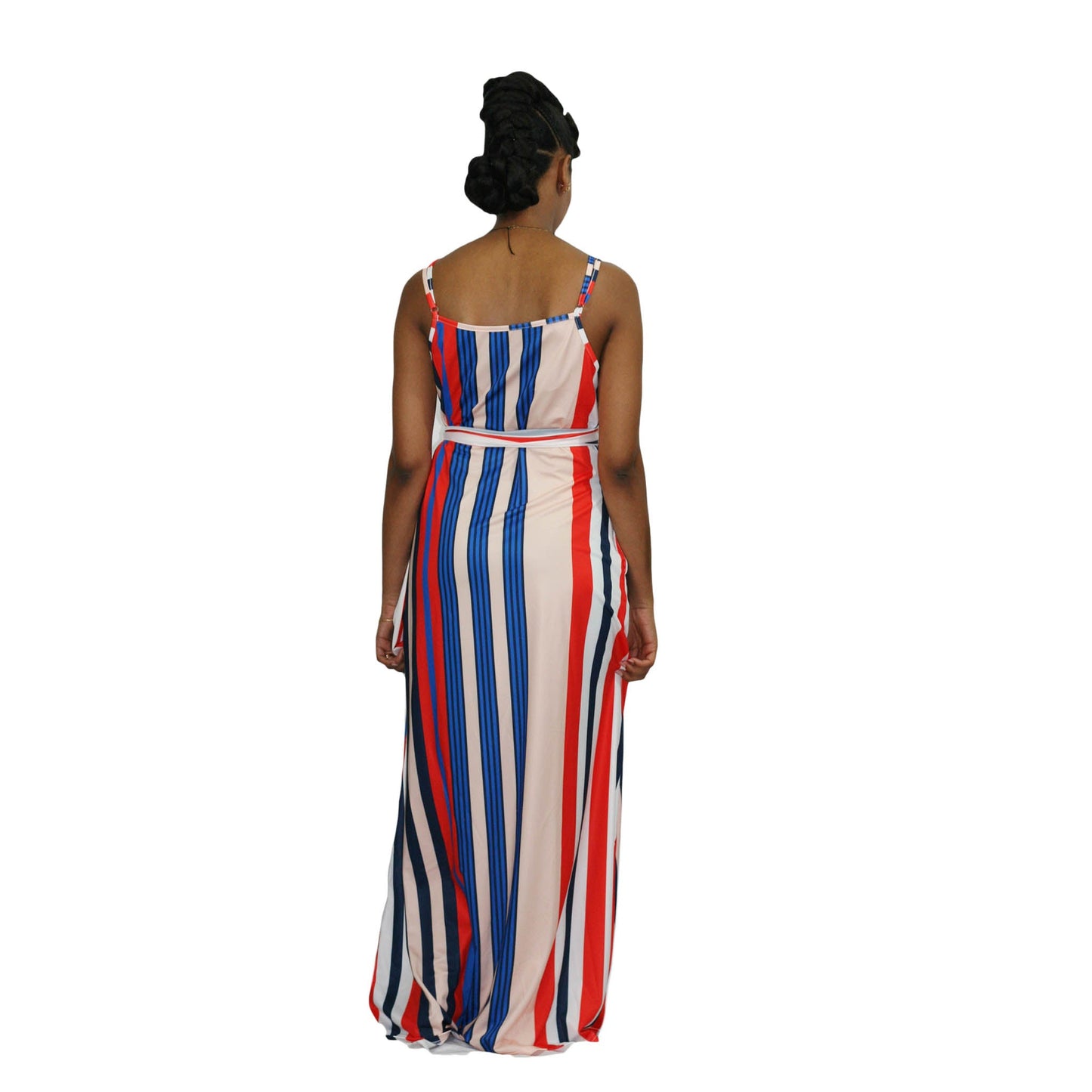 Two-Piece Summer Striped Casual Sleeveless  Maxi Dress