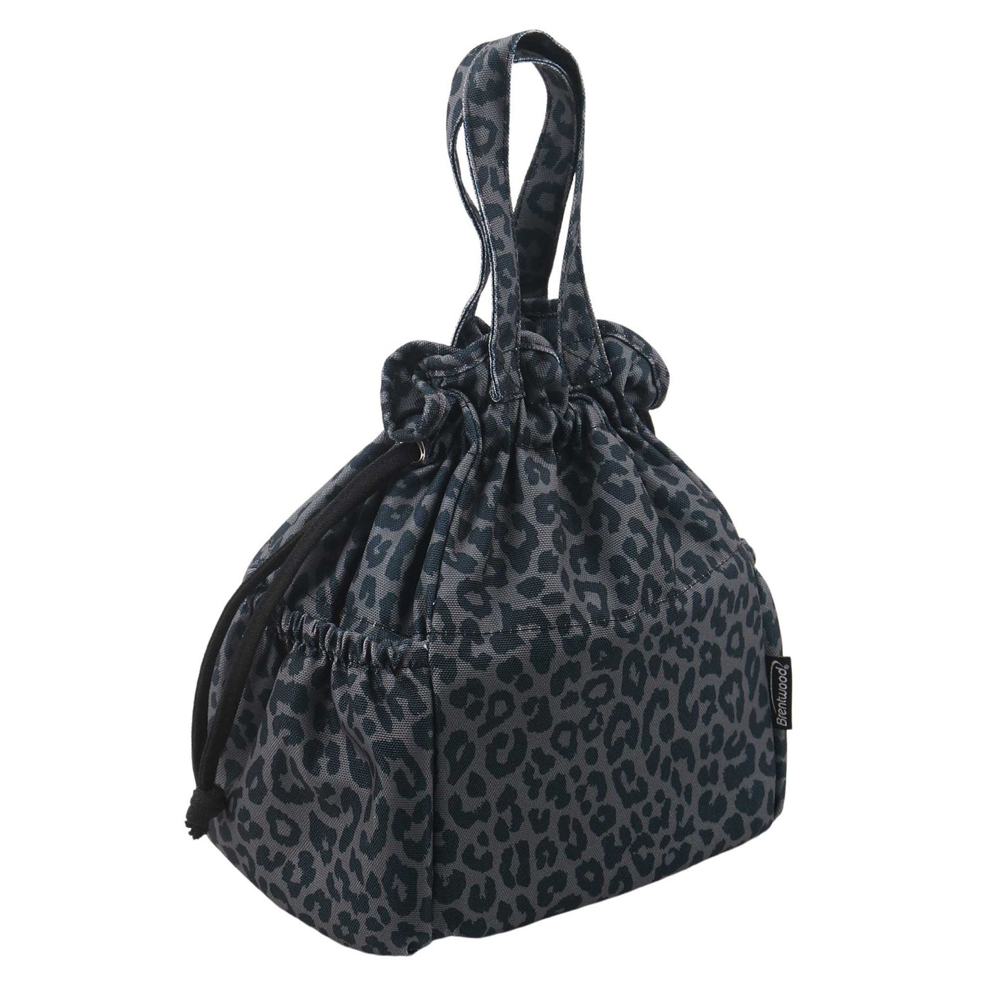 Brentwood Large 10L Insulated Canvas Lunch Tote Cooler Bag in Leopard Grey with 2 Pockets