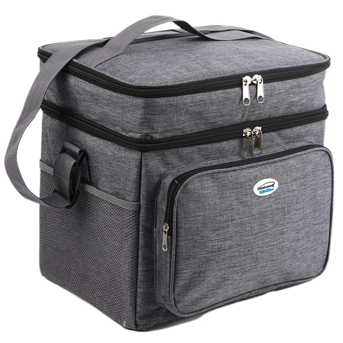 Brentwood Kool Zone 24-Can Insulated Cooler Bag in Gray with Hard Liner