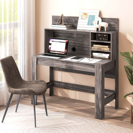 48 Inch Writing Computer Desk with Anti-Tipping Kits and Cable Management Hole-White