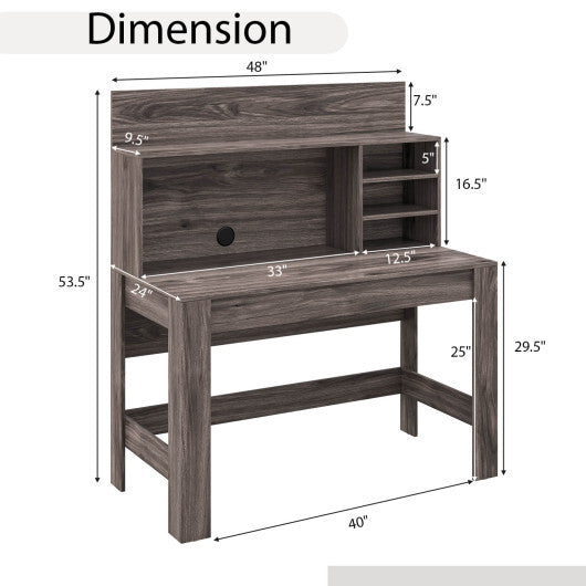 48 Inch Writing Computer Desk with Anti-Tipping Kits and Cable Management Hole-White