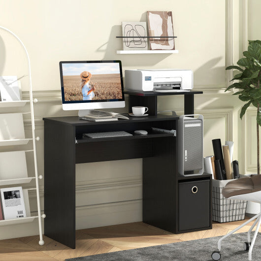 Space-saving Computer Desk with Pull-out Keyboard Tray-White