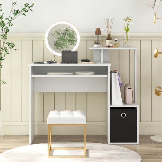 Space-saving Computer Desk with Pull-out Keyboard Tray-White