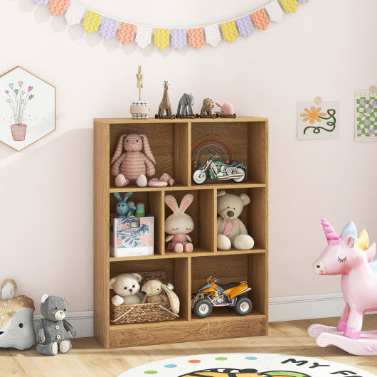 7-Section Freestanding Bookshelf for Kids Room Classroom Daycare Nursery-White