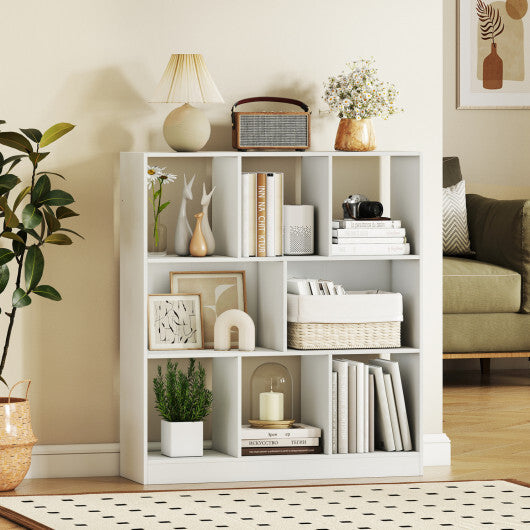 8-Cube Bookcase 3-Tier with 2-Sized Compartments and Anti-Tip Kits for Living Room-White