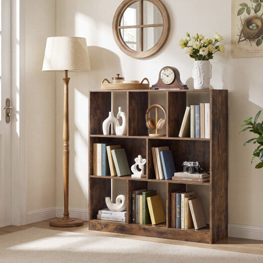 8-Cube Bookcase 3-Tier with 2-Sized Compartments and Anti-Tip Kits for Living Room-White