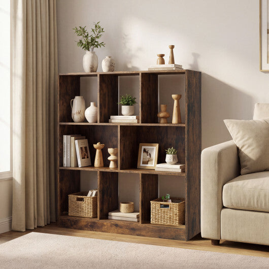 8-Cube Bookcase 3-Tier with 2-Sized Compartments and Anti-Tip Kits for Living Room-White